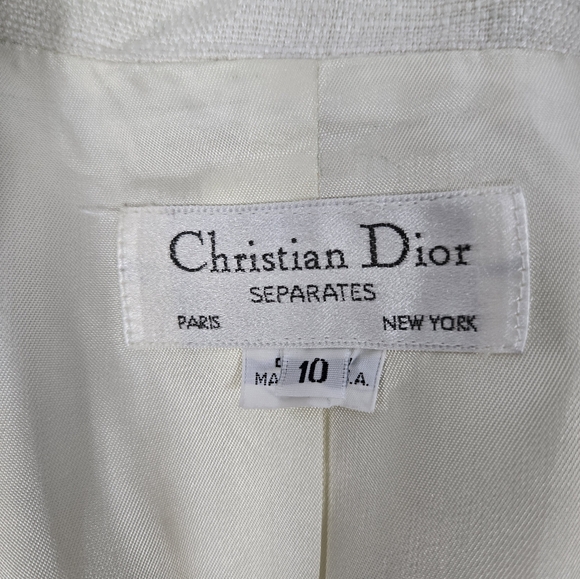Christian Dior Seperates Cream Vintage Linen-Cotton Blazer - Picture 7 of 12